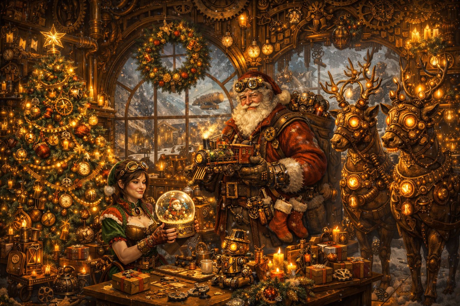 Jouluinen steampunk kuva.